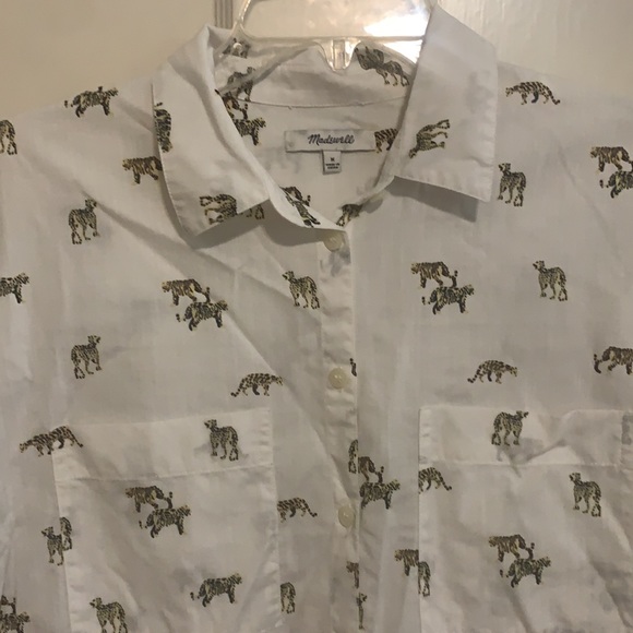 Madewell woman’s print button down blouse with cheetahs cotton size medium M - Picture 3 of 11